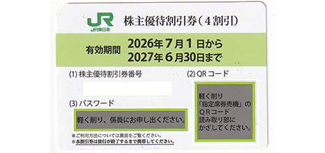 JR東日本 株主優待割引券