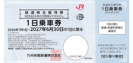 JR九州 株主優待券 １日乗車券