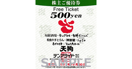 テング酒場／旬鮮酒場天狗 500円